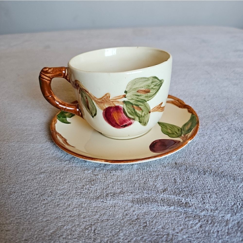 Vintage Franciscan Apple Print Teacup And Saucer Set